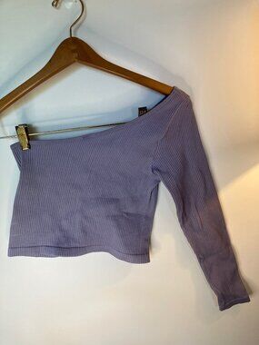 Worn Dynamic Purple 1 side off shoulder, One Size seems Small Crop Top